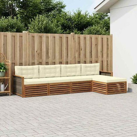 vidaXL Outdoor-Sofagarnitur mit Kissen 5 pcs Natur und Creme (1/5)