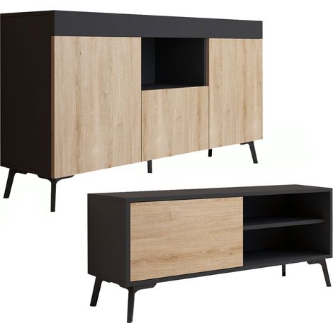 Sideboard  TV-Schrank  Wohnzimmermöbel  2 Türen  130x70x32,5cm  Modell Kai  Ausziehbarer Fachboden