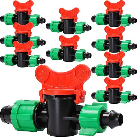 Robinet d'arrêt Robinet à bille Connecteur mâle Tuyaux d'irrigation goutte à goutte x10 (1/3)