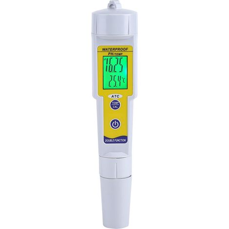 pH-mètre/thermomètre numérique multiparamètre avec écran LCD, conçu pour les tests d'acidité réguliers d'échantillons liquides à usage domestique.-AquaForge (1/5)