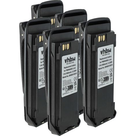 vhbw 5x Akku kompatibel mit Motorola MOTOTRBO XPR 4380, XiR P8260, XiR P8268 Funkgerät, Walkie Talkie (1800 mAh, 7,4 V, Li-Ion) + Gürtelclip