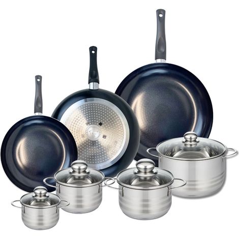 Ensemble de 3 Poêles de cuisson 24, 28 et 32 cm et 4 faitouts 12, 14, 16 et 20 cm Elo Prima Brillant (1/5)