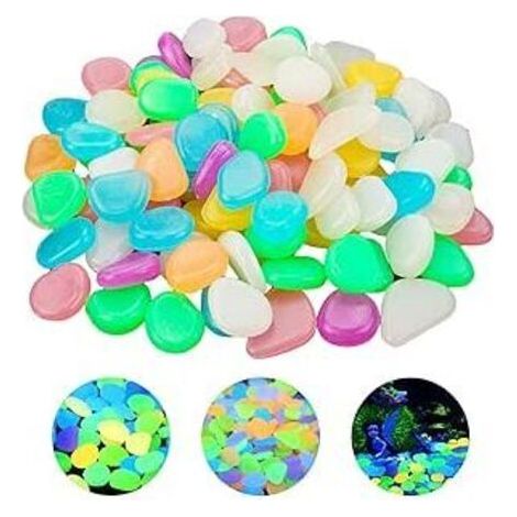 1 Packung farbige Leuchtsteine 100 Kieselsteine Aquarium Deko fluoreszierende Kieselsteine Aquarium Deko Steine ca. 1,8 bis 3 cm Deko Kieselsteine Outdoor Garten Deko Steine FLITI