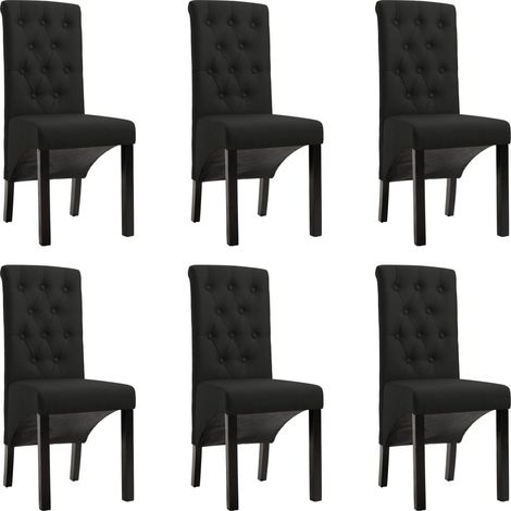 Lot de 6 Chaises de salle à manger - Chaises à dîner Noir Tissu BV966243 - BonneVie (1/5)
