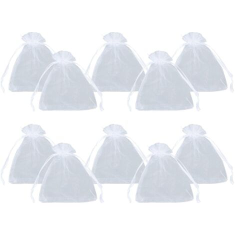 100pcs Pochettes en Organza Blanc 10x12cm Sacs en Organza Transparent avec Cordon de Serrage pour Petits Objets Cadeaux Bijoux Emballage et Organisation (1/5)