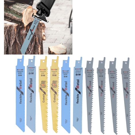 Jeu de 10 lames de scie alternative/lames de scie sabre, lame de scie multifonctionnelle pour le travail du bois avec des tubes en PVC, lame de scie en alliage (1/5)