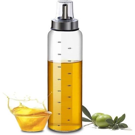 500-ml-Olivenölflasche, Olivenölspender aus Glas, Olivenöl- und Essigflasche mit fleckenabweisendem Verschluss, Dis (1/5)