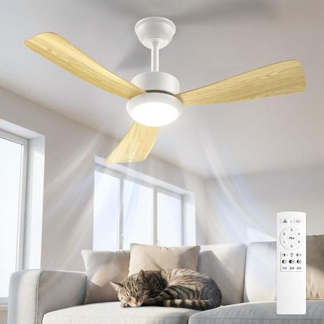 Ventilateur Plafond avec Lumière 106cm, Pales Effet Bois, Plafonnier Ventilateur Silencieux avec Telecommande, LED Dimmable, Moteur DC Réversible, 6 Vitesses pour Chambre Salon (1/5)