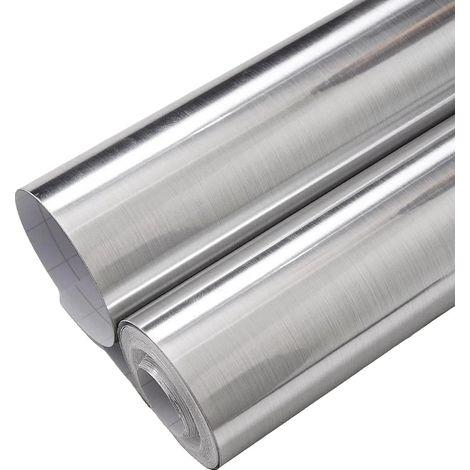 Carta da parati autoadesiva, impermeabile, argento, 40 cm x 10 m (1/2)