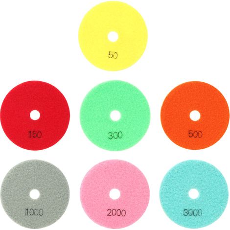 7 disques de polissage résine marbre 100mm, patins souples pour pierre céramique verre (1/5)