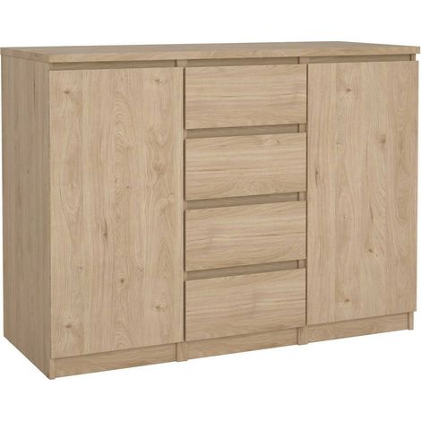 Dmora - Credenza Angelika, Buffet da soggiorno, Madia da salotto, Dispensa da cucina, 121x50 h91 cm, Rovere (1/5)