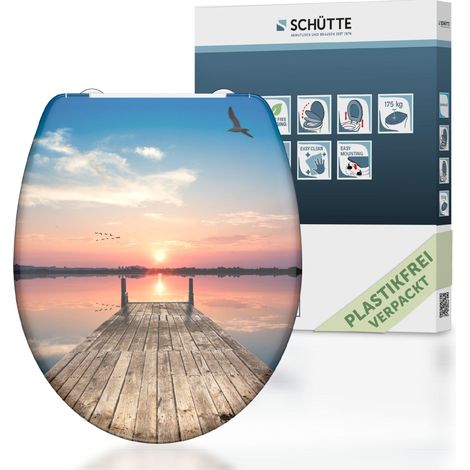 SCH�TTE WC-Sitz aus Duroplast mit Absenkautomatik und Schnellverschluss Toilettendeckel mit Motiv Klodeckel Sonnenuntergang Maritim 82378