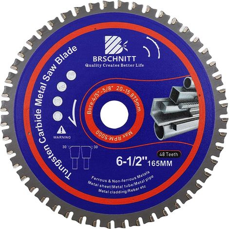Lame Scie Circulaire Métal 165MM - 1 pièce Disque Coupe Métal pour fer, tube en fer, ferraille 48T Arbor: 20/15.875MM (1/5)