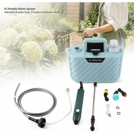 Spruzzatore elettrico da 5 litri - Batteria da 2400 mAh - Ugello regolabile - Tracolla - Blu (1/5)