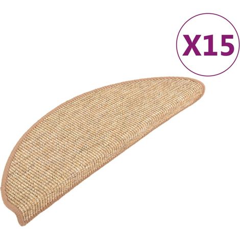 Tapis d'escalier 15 pcs,Marches d'escalier 65 x 21 x 4 cm Marron clair Demi-rond Grand CFW804132