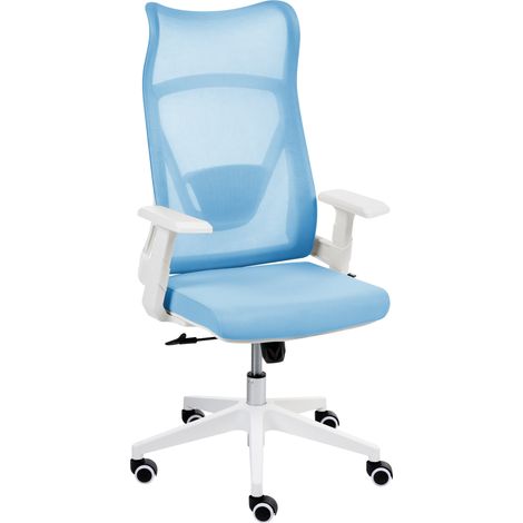 Silla de oficina moderna base giratoria altura ajustable reposabrazos de malla oficina en casa azul claro Bard