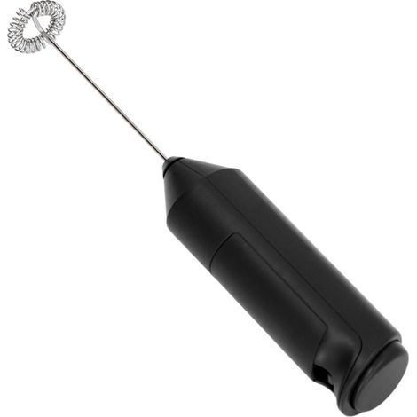 Mousseur à lait électrique portable, acier inoxydable mat, silencieux, mini mélangeur à boissons avec support métallique pour cuisine, noir et support
