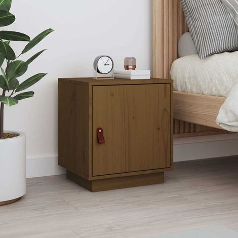 Table de chevet flottante-Table de nuit Marron miel 40x34x45 cm Bois de pin massif 990664 (1/5)