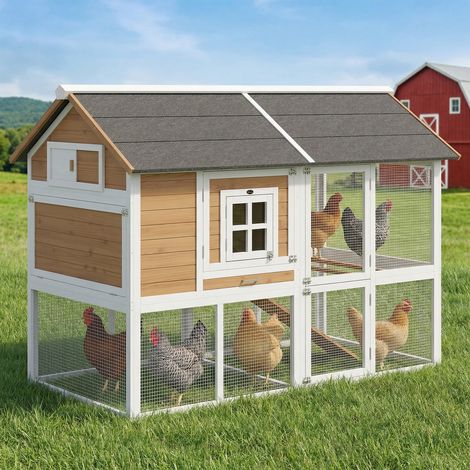 Poulailler plateau à nid à détachet à détachage 4 poules brun bois - Dimensions: 200x104x145cm