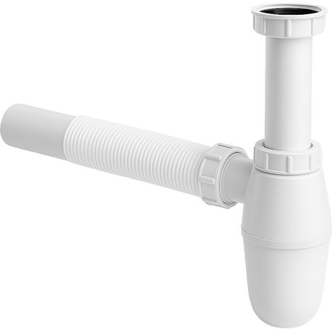 Sifone con tubo di scarico - Bianco - Sifone a tazza per lavabi (1/3)