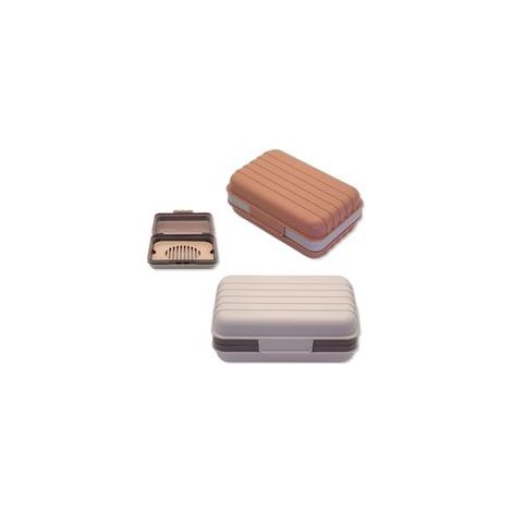 Set mit 2 tragbaren Seifenschalen mit Deckel, cremeweiß und lachsfarben, Seifenbox für Reisen, Wandern und Camping (1/4)