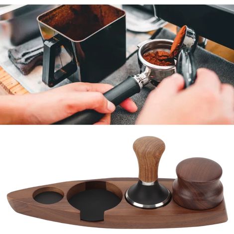 Kaffeeständer aus Walnussholz mit passender Aufbewahrungsmöglichkeit für Zubehör (kleine Größe): kompatibel mit einem 51/53 mm Sockel, einem 53 mm Tamper und einem 53 mm Pulverbehälter. (1/5)