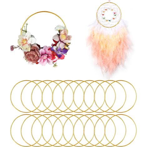 Lot de 20 Anneaux Métal Dorés 10cm - Bricolage Créatif et Décoration Murale pour Mariage et Fêtes (1/5)