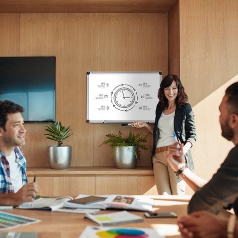 Tableau Blanc Effaçable Surface Magnétique avec Cadre en Aluminium 2 Aimants 3 Stylos et Effaçable à Sec 90 x 60 CM CW6728 Maison Chic (1/3)
