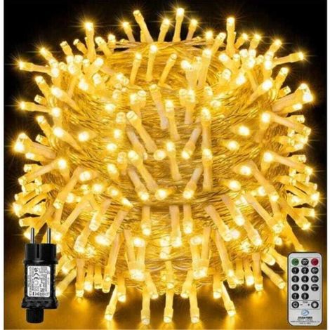 Guirlande lumineuse LED 100m 1000LED, guirlande lumineuse de Noël IP44 étanche avec télécommande et minuterie, 8 modes,blanc chaud (1/5)