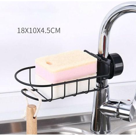 panier à savon fer env. Porte de douche sans perçage antirouille cuisine 18 x 10 x 4,5 cm Acier Inoxydable Acier Éponge Noir (1/4)