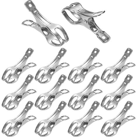 12 clips pour serre, clips pour film de serre en acier inoxydable, clips pour filet [argent]