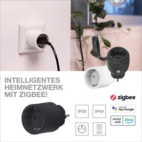 LEDVANCE SMART+ Prise intelligente pour intérieur avec technologie ZigBee, intègre des appareils conventionnels dans la maison intelligente, compatible avec Alexa ou Google, noir, pack de 1 (1/5)