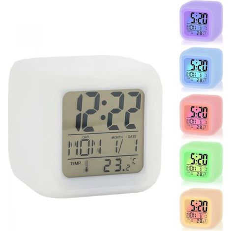 LED-Wecker mit 7-Farben-Digitalanzeige, Kinderwecker