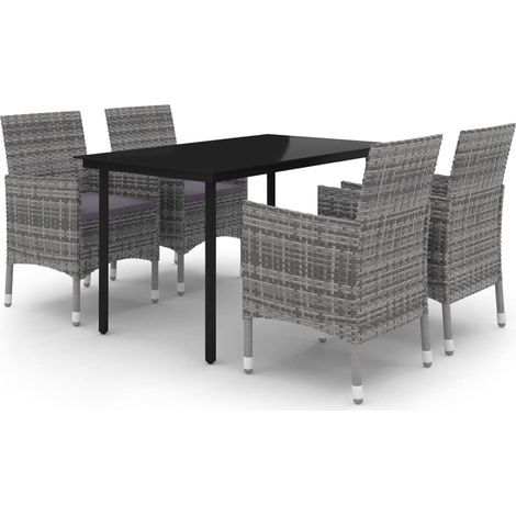 Maison Exclusive - 5-tlg. Garten-Essgruppe mit Auflagen Poly Ratt