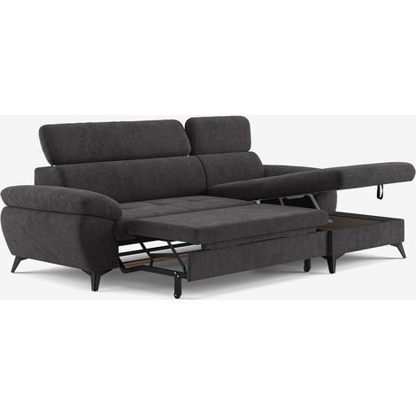 Schlafsofa mit rechter Bettkasten-Eckcouch und verstellbarer Kopfstütze Zuna - Braun (1/5)