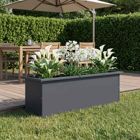 vidaXL Jardinera para jardín con luces LED Antracita 30 x 100 x 30 cm (1/5)