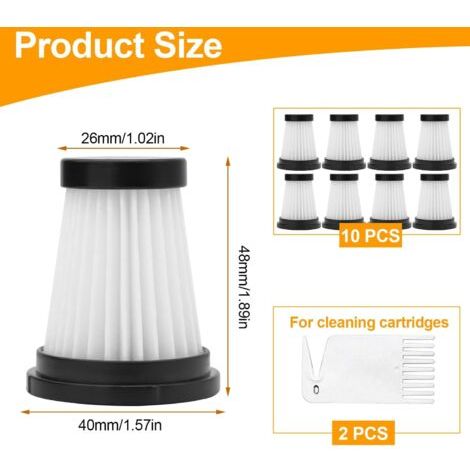 Lot de 12 filtres HEPA pour aspirateurs Genius Invictus One 1.0 X 7 2.0 - Accessoires pour aspirateurs, filtres HEPA lavables - avec brosse de nettoyage - pour aspirateurs à main (12) (1/3)