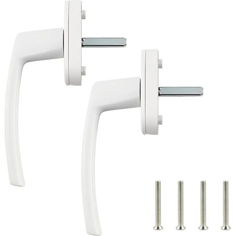 Poignées de fenêtre Poignée de fenêtre en alliage d'aluminium 2 pièces Poignée en aluminium massif Poignée de porte en aluminium blanc Compatible avec les fenêtres communes et les portes de balcon (1/5)