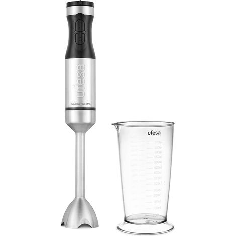 Mixeur Plongeant 1000W, Fonction Turbo, Contrôle de Vitesse Variable, 4 Lames Haute Efficacité, Pied Démontable en Acier Inoxydable, Design Ergonomique, Antiéclaboussures, Verre 700ml (1/5)