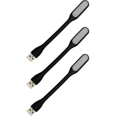 Lot de 3 mini lampes LED USB flexibles col de cygne pour ordinateur portable, clavier