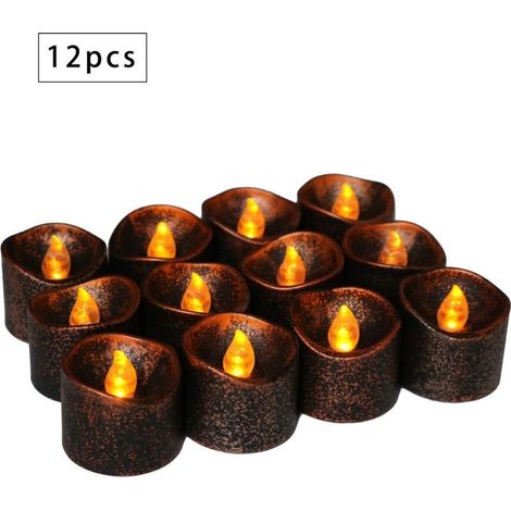 Lot de 12 bougies LED, piles CR2032, bougies inodores, bougies chauffe-plat transparentes sans flamme, scintillantes (1/5)