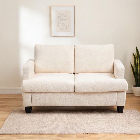 Canapé beige en polyester 140 x 70 x 85 cm (1/5)