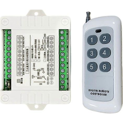 6-Kanal-Funkfernbedienung (433 MHz), 12–36 V DC, Empfänger, Sender, Relais A (1/5)