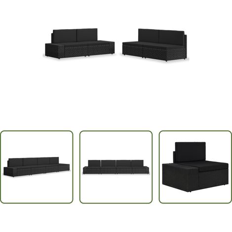 Poly Rattan -  4-tlg. Garten-Lounge-Set Poly Rattan Schwarz