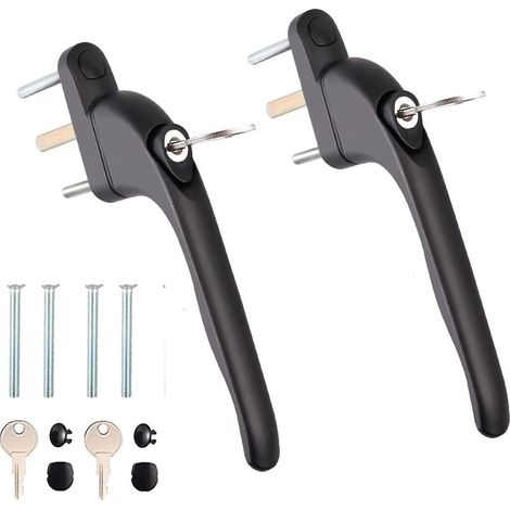 Set mit 2 abschließbaren weißen Aluminium-Fenstergriffen für UPVC-Fenster mit Schlüssel für 10/15/30/40/50 mm Mehrfachstifte (1/5)