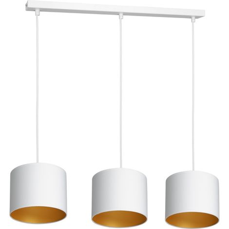 Lampada a sospensione bianca 3 paralumi oro Arden E27