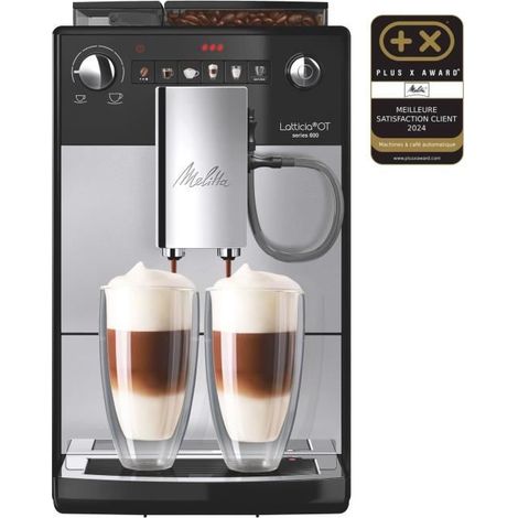 Cafetière à dosettes automatique – Système Latte Perfection – Mousse de lait chaude et onctueuse – Prépare 2 tasses simultanément – Argent – Melitta (1/5)