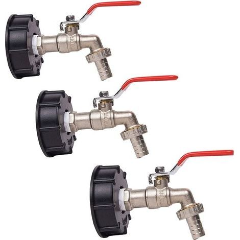 Grifo para tanque de 1000 L, grifo para recolección de agua de lluvia, adaptador para tanque de agua IBC, grifo doble de 1/2", grifo para recolección de agua de lluvia, grifo de latón fabricado en PP, (1/5)
