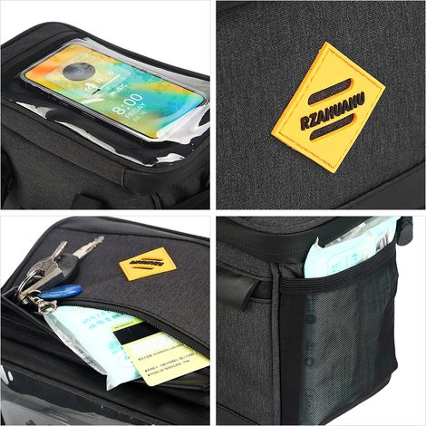 Sac isotherme pour vélo, panier de guidon résistant à l'eau, sacoche avant avec support de téléphone (1/5)