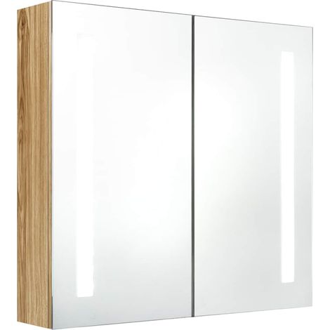Maison Exclusive - LED-Bad-Spiegelschrank Eichenoptik 62x14x60 cm (1/5)